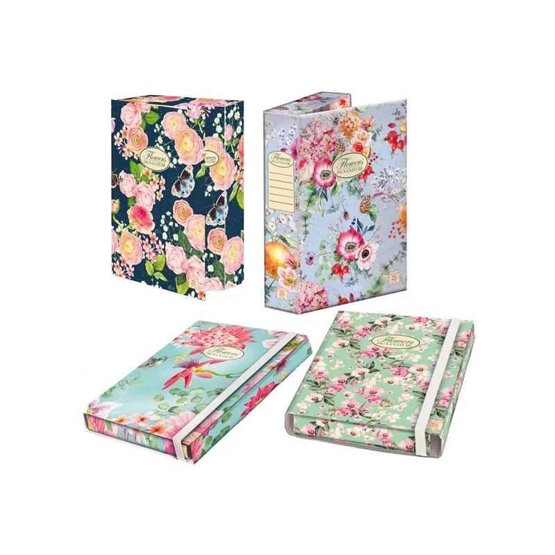 Cartella progetti con elastico 24x34cm dorso 7cm Pigna Nature Flowers (Conf.3)