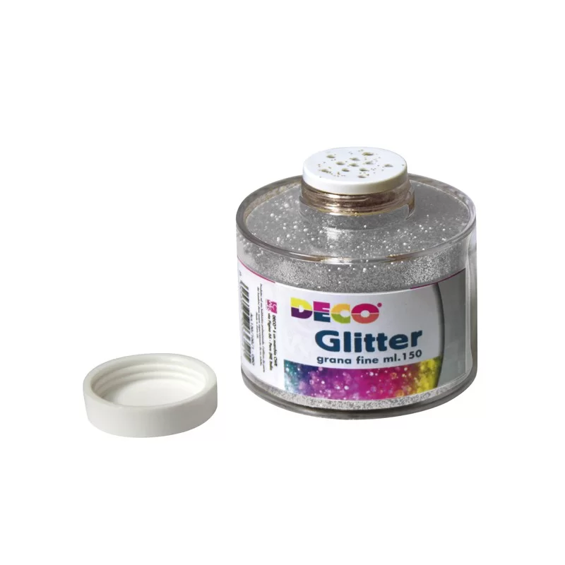 BARATTOLO GLITTER GRANA FINE ML150 ARGENTO ART 130/100 DECO