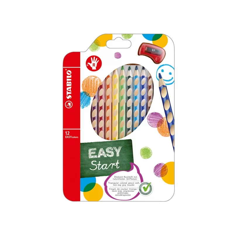 ASTUCCIO 12 PASTELLI COLORATI EASYCOLOR per destrorsi STABILO