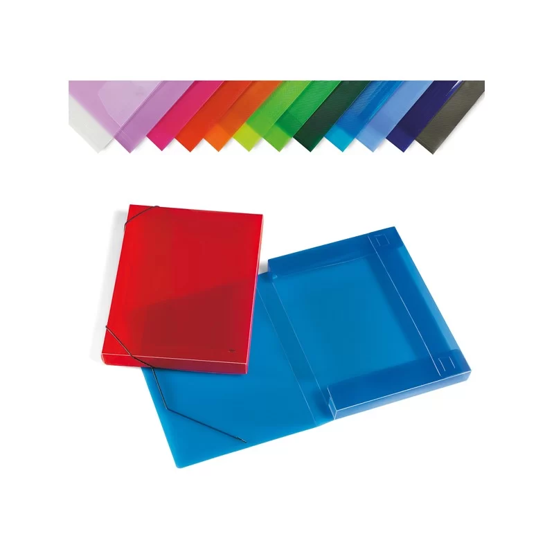 CARTELLA PPL C/ELASTICO TRASPARENTE ASSORTITI 355X265MM DORSO 30 (Conf.12)