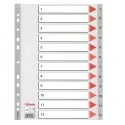 Separatore in PPL grigio numerico 1-12 A4 22,5x29,7cm ESSELTE (Conf.10)