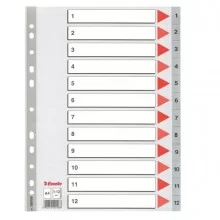 Separatore in PPL grigio numerico 1-12 A4 22,5x29,7cm ESSELTE (Conf.10)