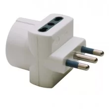 ADATTATORE TRIPLO CON SPINA 2P+T 16A - 2 PRESE 10/16A + 1 SCHUKO