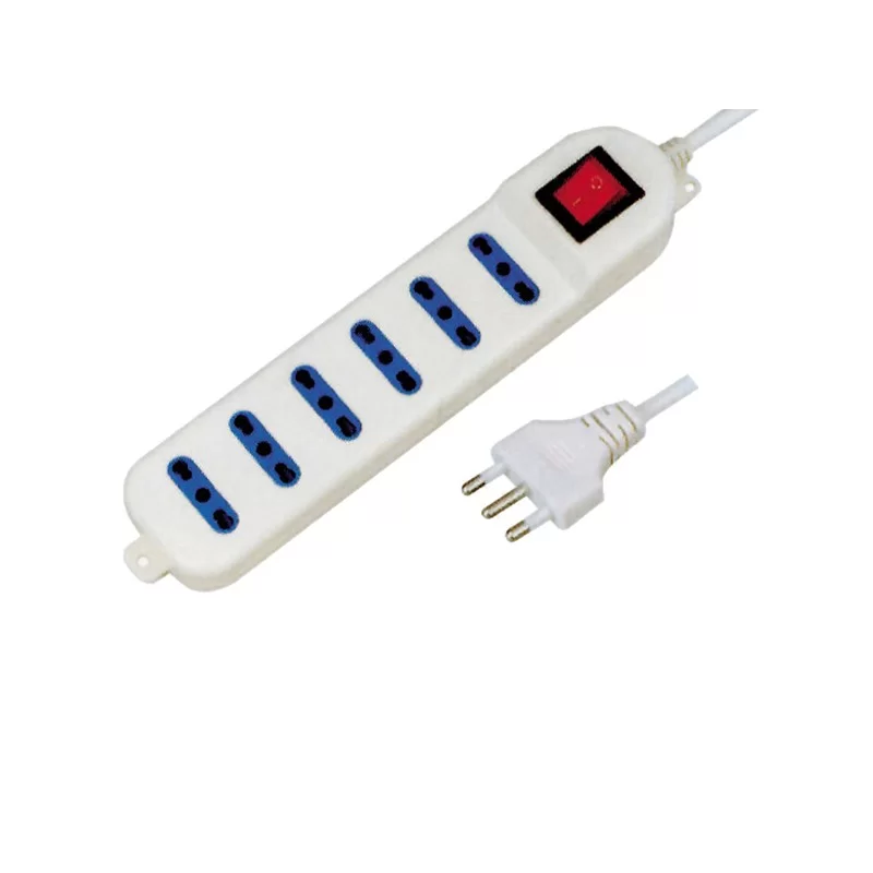 MULTIPRESA 6 POSTI BIVALENTE 2P+T CAVO 1.5MT MELCHIONI