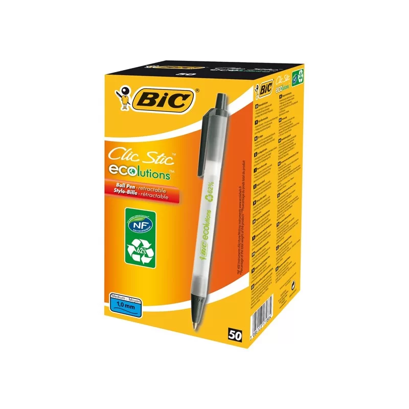 SCATOLA 50 PENNE A SFERA SCATTO ECOlutions NERO 1.0MM BIC