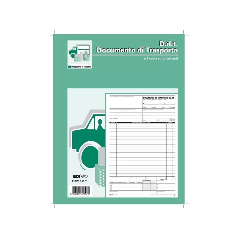 BLOCCO DDT 29.7X22CM 33fg 3 copie AUTORIC. E5219CT