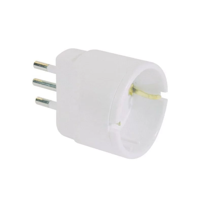 ADATTATORE SEMPLICE CON SPINA 2P+T 10A - PRESA SCHUKO 10A