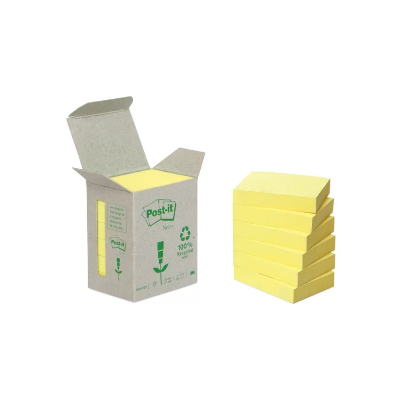 BLOCCO 100foglietti Post-it® Notes Green 38x51mm 653-1B GIALLO (Conf.6)