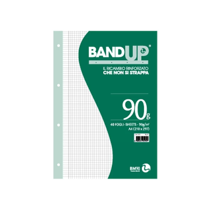 RICAMBI FORATI RINFORZATI BANDUP A4 90gr 40fg 5mm c/margine BM