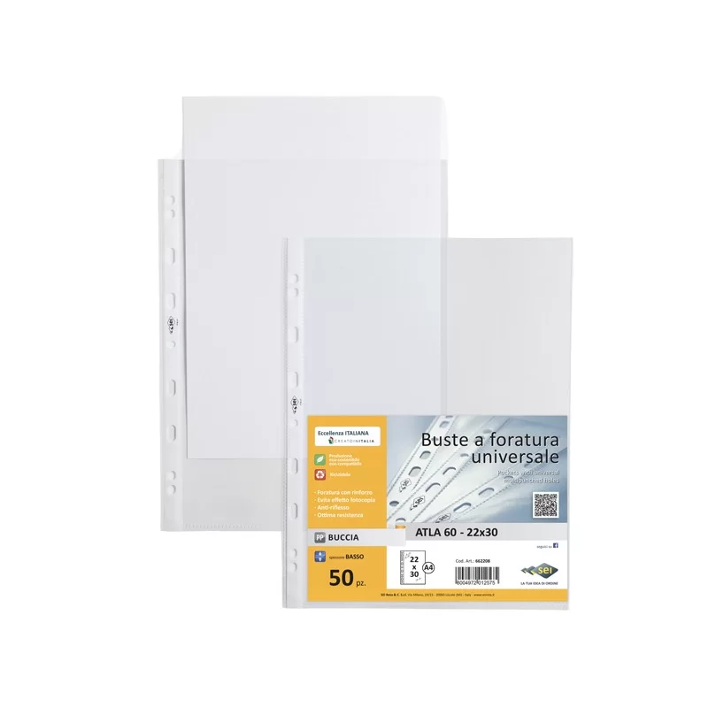 50 BUSTE FORATE 22X30-60 B.A. LEGGERE ATLA SEI ROTA