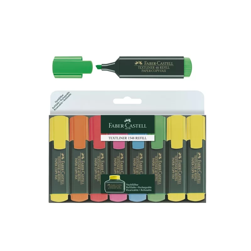 BUSTA 8 EVIDENZIATORI TEXTLINER 1548 FABER CASTELL FUORI CATALOGO