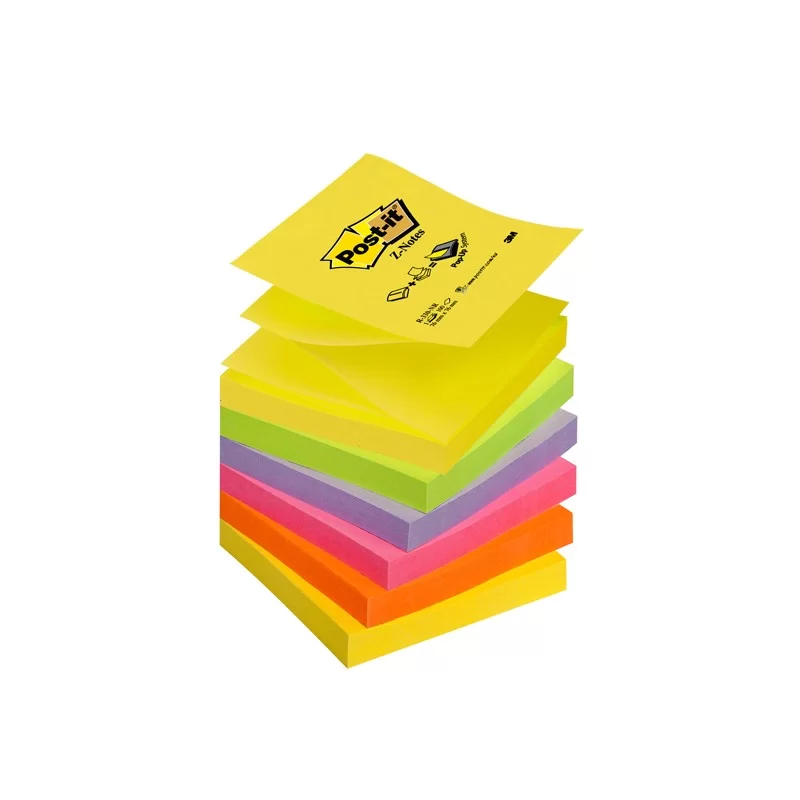 BLOCCO Post-it® Super Sticky Z-Notes 76x76mm 100fg R330-NR NEON (Conf.6)