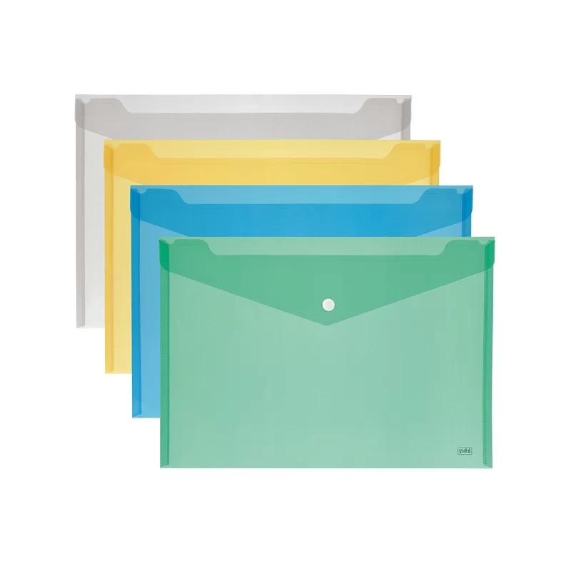 BUSTA CON BOTTONE 24x18,5cm -ORIZZ COLORI ASSORTITI LEBEZ (Conf.12)