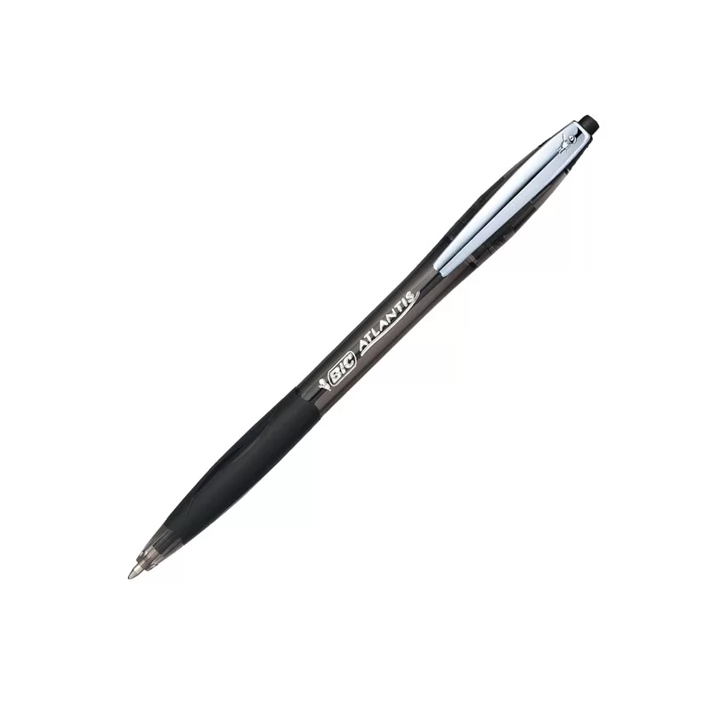 SCATOLA 12 PENNE SFERA SCATTO BIC®ATLANTIS PREMIUM clip metal 1,0MM NERO