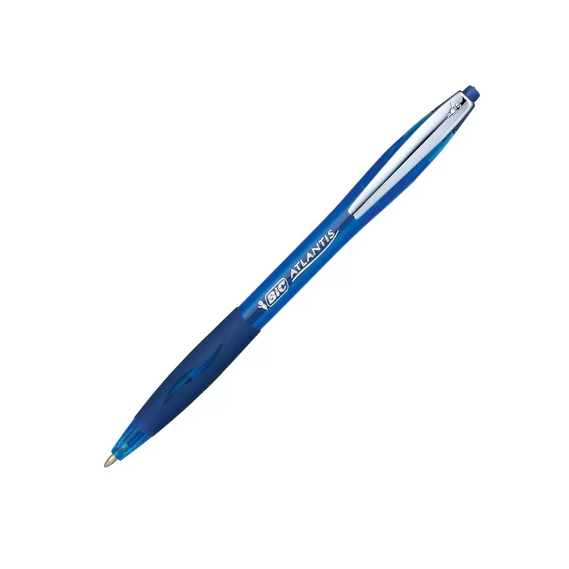 SCATOLA 12 PENNE SFERA SCATTO BIC®ATLANTIS PREMIUM clip metal 1,0MM BLU