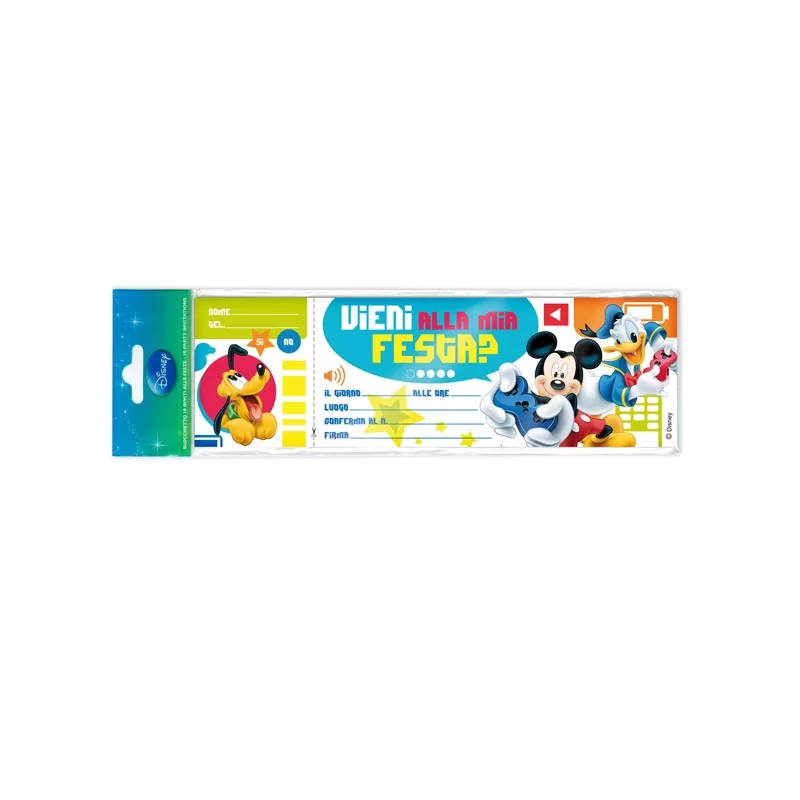 BLOCCHETTO 10 INVITI ALLA FESTA MICKEY DISNEY Rex Sadoch (Conf.10)
