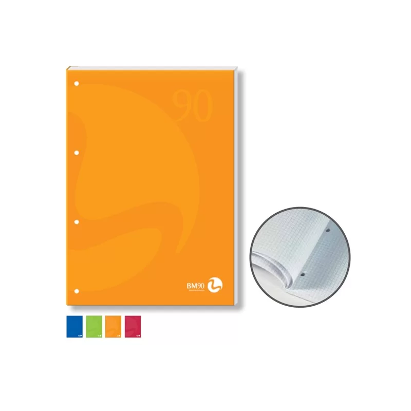 BLOCCO NOTES COLLATO lato lungo A4 4fori 90gr 50fg 5mm cop.250gr BM (Conf.10)