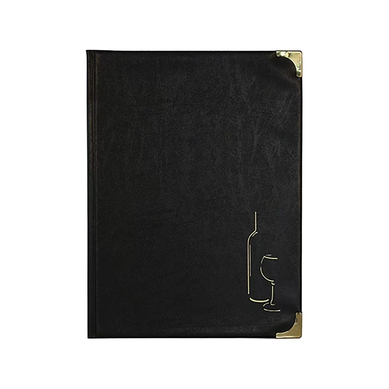 CARTA DEI VINI A4-31,5x24cm NERO in PVC BASIC con 4+2 BUSTE FISSE