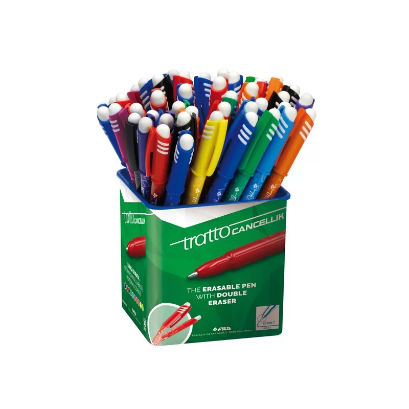 Barattolo 50 penna sfera cancellabile CANCELLIK 1,0mm col. assortiti TRATTO