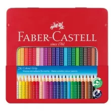 ASTUCCIO metallo 24 PASTELLI COLORATI ACQUERELLABILI Color Grip FABER CASTELL