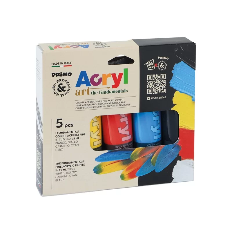 COLORE ACRILICO FINE tubo da 75ml ASTUCCIO 5 COLORI
