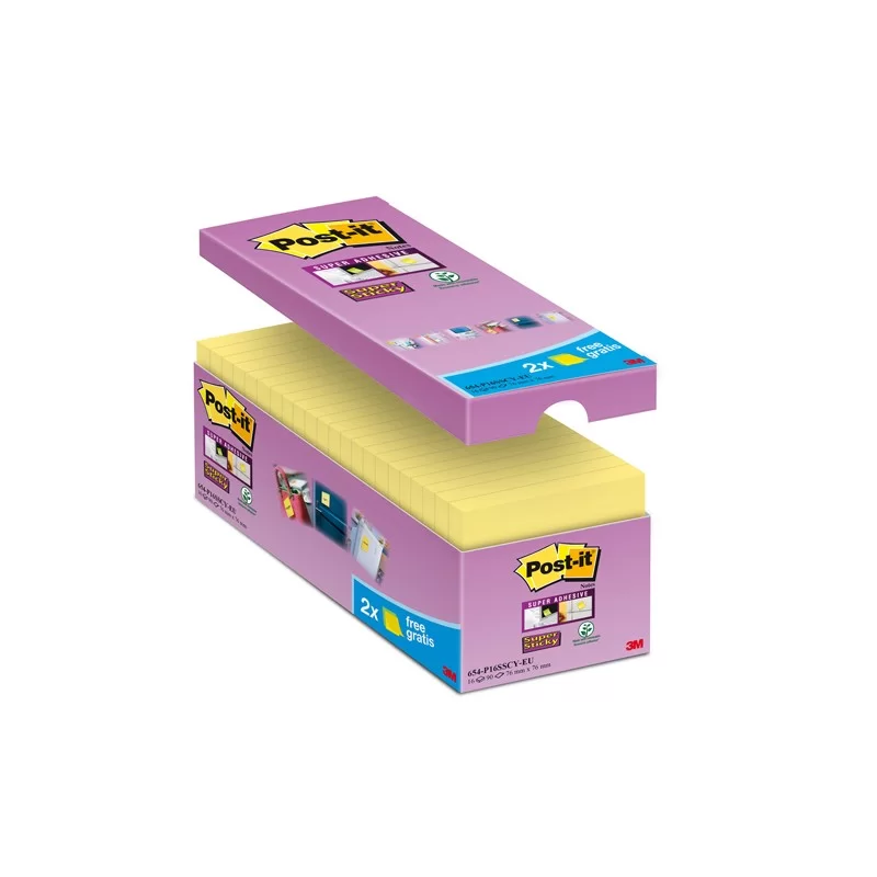 VALUE PACK 14+2 BLOCCO 90fg Post-it® Super Sticky Giallo Canary™ 76x76mm