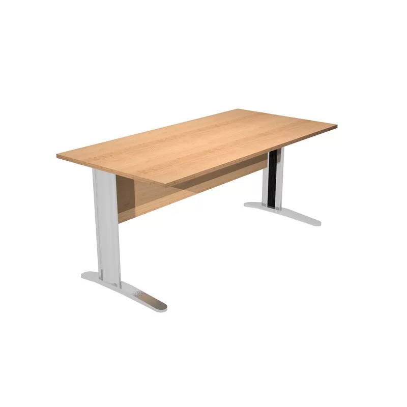 SCRIVANIA LINEARE 160X80cm FAGGIO - fianchi vernic. effetto cromato EASY