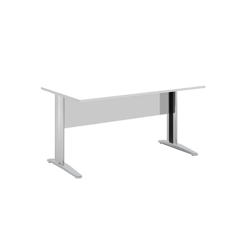 SCRIVANIA LINEARE 140X80cm BIANCO - fianchi vernic. effetto cromato EASY