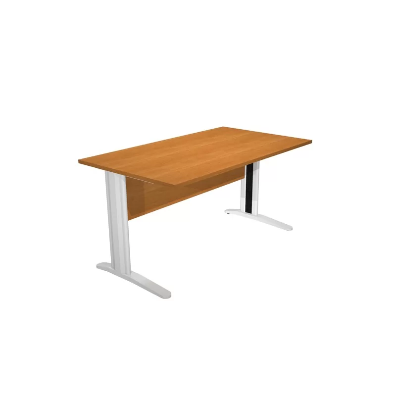 SCRIVANIA LINEARE 140X80cm NOCE CHIARO - fianchi vernic. effetto cromato EASY