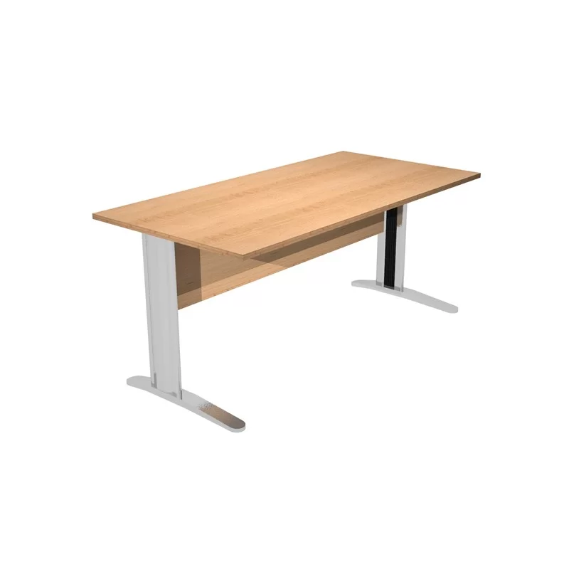 SCRIVANIA LINEARE 140X80cm FAGGIO - fianchi vernic. effetto cromato EASY