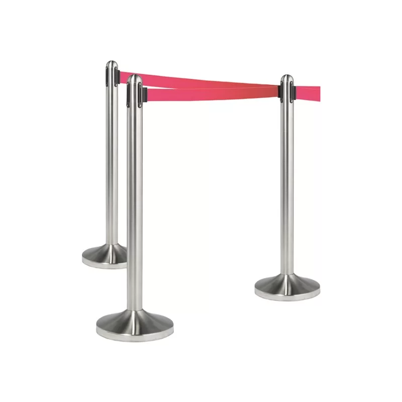 1 COLONNINA SEGNAPERCORSO CROMATA con nastro ROSSO 210cm Securit