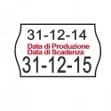 PACK 10 ROTOLI 1000 ETICH. 26x16mm ONDA "data produz..." BIANCO PERM. Printex