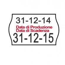PACK 10 ROTOLI 1000 ETICH. 26x16mm ONDA "data produz..." BIANCO PERM. Printex