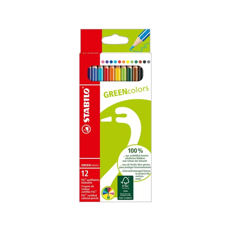 ASTUCCIO 12 PASTELLI GREEN COLOURS STABILO