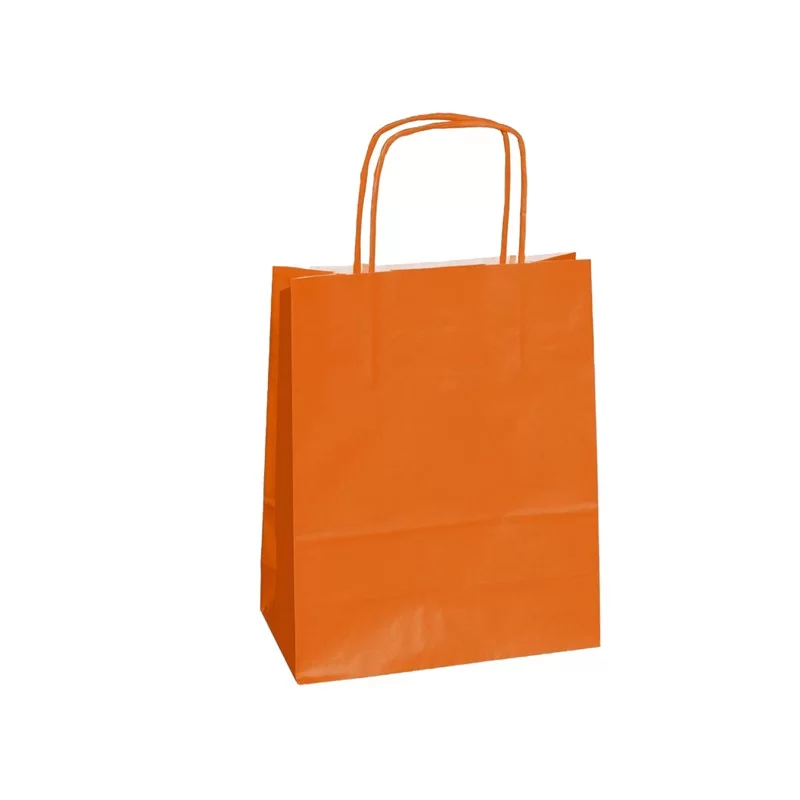 25 SHOPPERS CARTA KRAFT 18x8x24CM TWISTED ARANCIONE