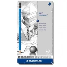 Astuccio metallo 12 matite grafite Mars® Lumograph® 12gradazioni Staedtler