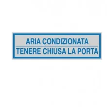 TARGHETTA ADESIVA 165x50mm ARIA CONDIZIONATA ... (Conf.10)