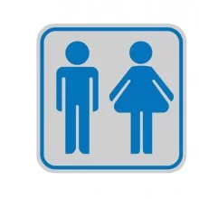 TARGHETTA ADESIVA 82x82mm con PITTOGRAMMA TOILETTE UOMO/DONNA (Conf.10)