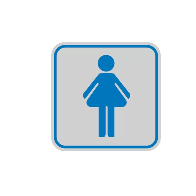 TARGHETTA ADESIVA 82x82mm con PITTOGRAMMA TOILETTE DONNA (Conf.10)