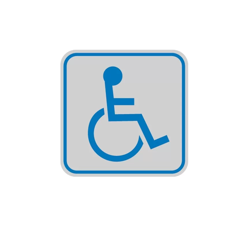 TARGHETTA ADESIVA 82x82mm con PITTOGRAMMA TOILETTE DISABILI (Conf.10)