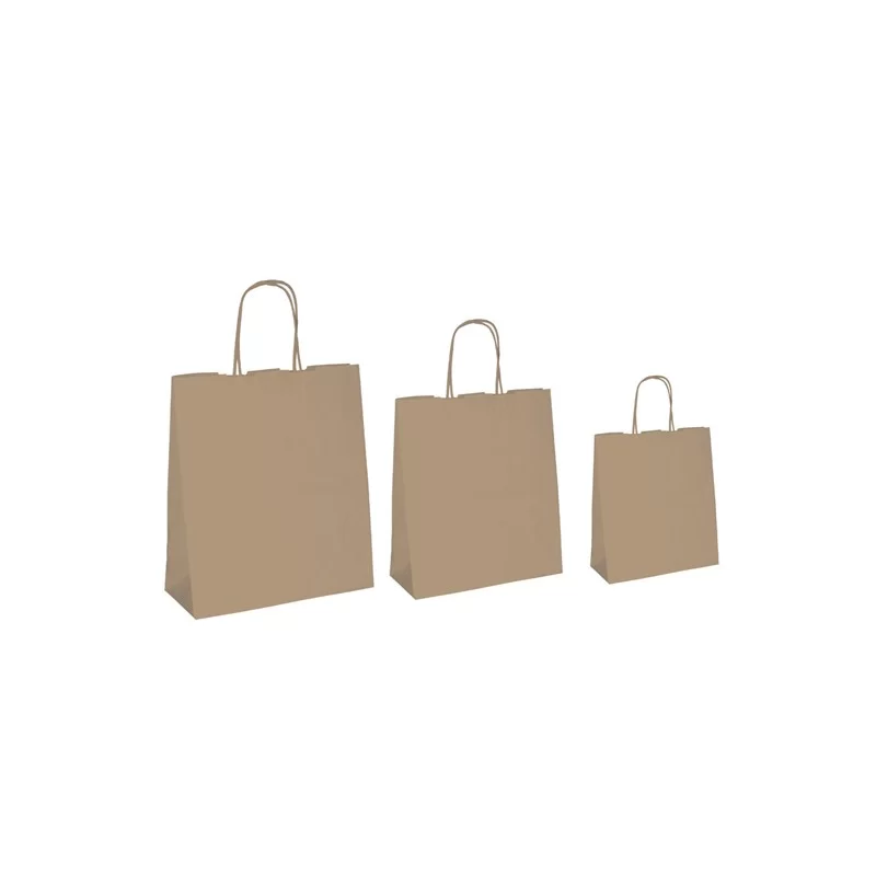 25 SHOPPERS CARTA BIOKRAFT 18X8X24 CM NEUTRO CORDINO AVANA