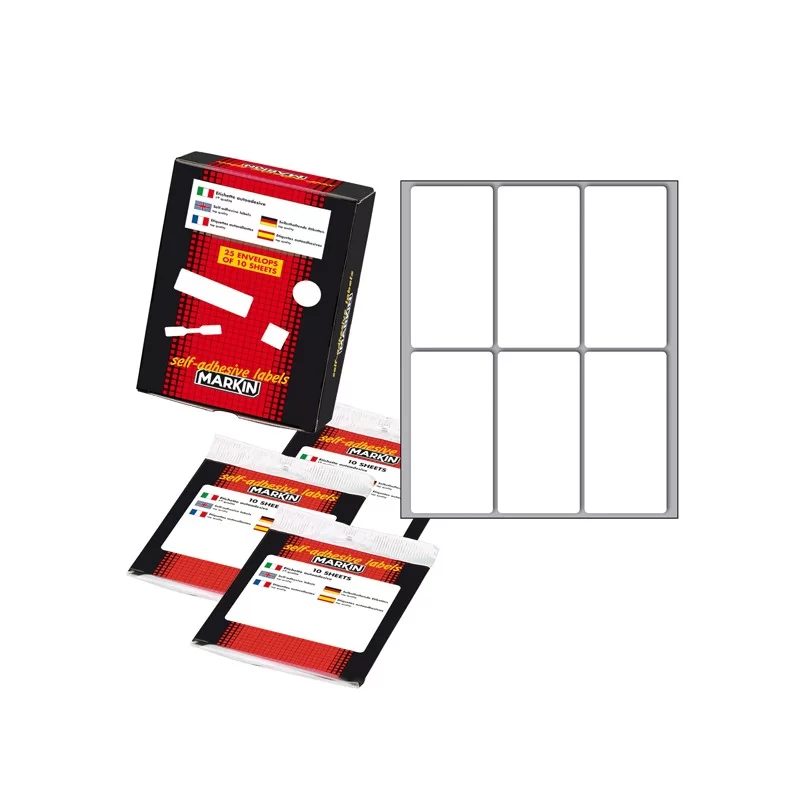 Etichetta adesiva bianca 73x37mm (10fogli x 6etichette) Markin (Conf.10)