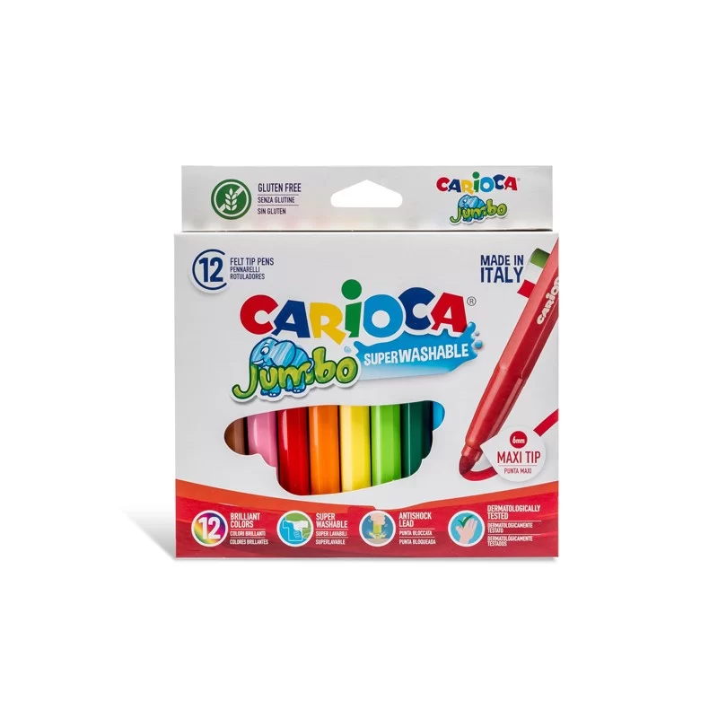 Astuccio 12 pennarelli Jumbo lavabili colori assortiti CARIOCA