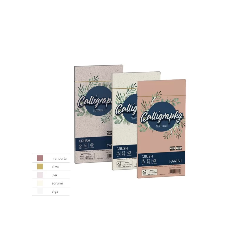 25 buste Calligraphy Nature CRUSH 100gr 110x220mm agrumi FAVINI