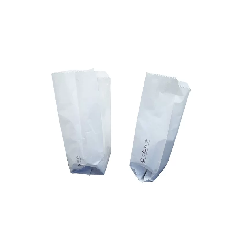 100 SACCHETTI BIANCHI 15x30cm +11cm IN CARTA KRAFT