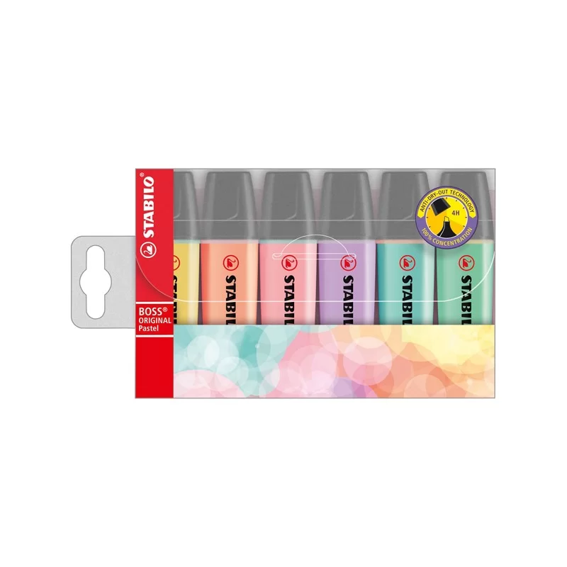 BUSTA 6 EVIDENZIATORI STABILO BOSS PASTEL
