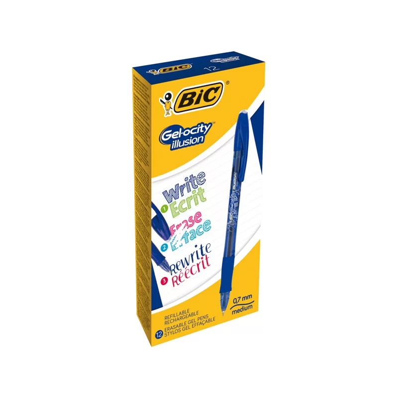 Scatola 12 penna sfera gel cancellabile GELOCITY ILLUSION 0,7mm blu BIC