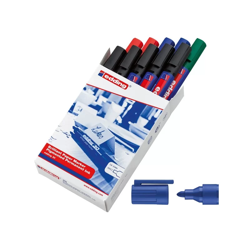 SCATOLA 10 MARCATORI EDDING 30 PERMANENTE PUNTA TONDA COLORI ASSORITIT FUORI CATALOGO