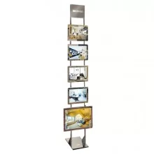 ESPOSITORE LED da TERRA H200cm con 4 CORNICI A4 + 1 A3 ORIZ.Freestanding LEDMAG