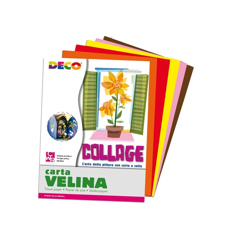 Busta di carta velina 25fg 50x76cm 5 colori caldi assortiti DECO